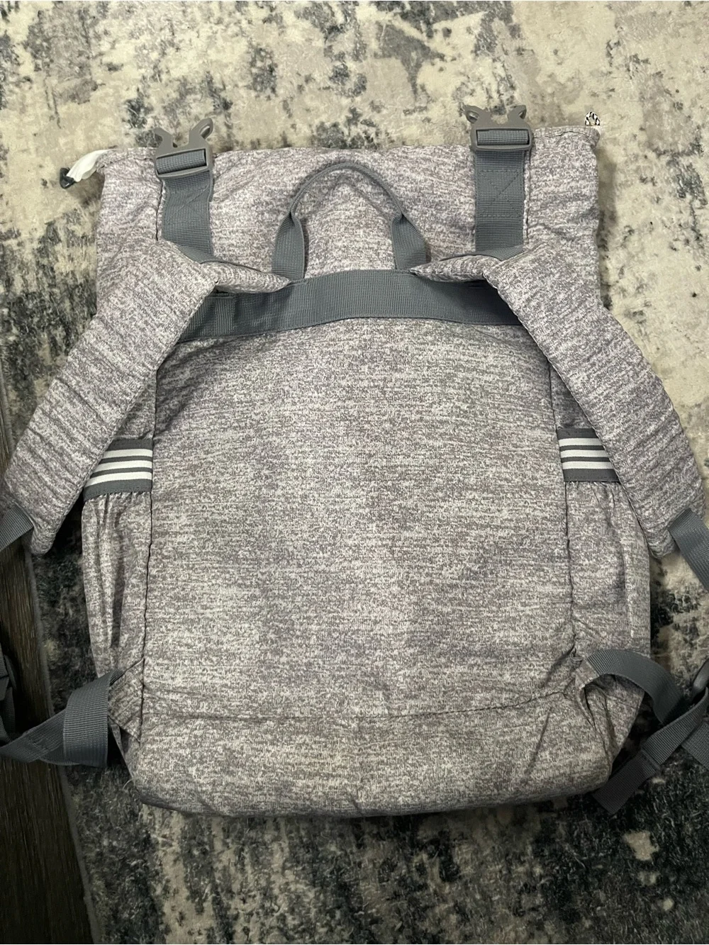 adidas Heather Gray Roll-Top Backpack with Rose Gold Accent never used - Picture 3 of 6